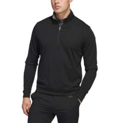 Adidas Elevated Quarter Zip Pullover -Golf Equipment Store adidas 2023 elevated quarter zip pullover black itempicture