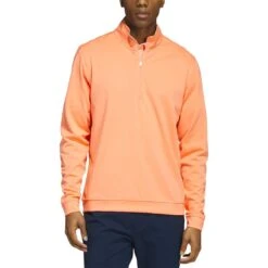 Adidas Elevated Quarter Zip Pullover -Golf Equipment Store adidas 2023 elevated quarter zip pullover coral fusion front itempicture