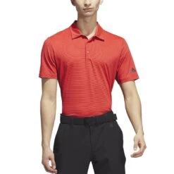 Adidas Ottoman Stripe Polo -Golf Equipment Store adidas 2023 ottoman stripe polo bright red collegiate navy model front itempicture