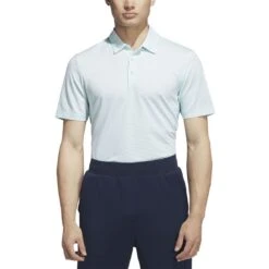 Adidas Ottoman Stripe Polo -Golf Equipment Store adidas 2023 ottoman stripe polo semi flash aqua model front itempicture