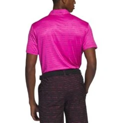 Adidas Stripe Zipper Polo -Golf Equipment Store adidas 2023 stripe zipper polo lucid fuchsia back itempicture