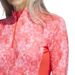 Adidas Women's Essentials Long Sleeve Printed Mock Polo 12 Adidas Women's Essentials Long Sleeve Printed Mock Polo -Golf Equipment Store adidas 2023 womens essentials long sleeve printed mock polo bight red detail1 itempicture