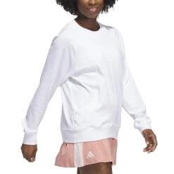 Adidas Women's Made With Nature Sweatshirt 8 Adidas Women's Made With Nature Sweatshirt -Golf Equipment Store adidas 2023 womens made with nature sweatshirt white side itempicture