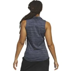Adidas 2023 Women's Spacedye Sleeveless Polo -Golf Equipment Store adidas 23 womens spacedye sleeveless polo collegiate navy back itempicture