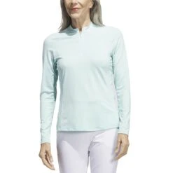 Adidas Women's Ultimate365 Quarter Zip Long Sleeve Mock -Golf Equipment Store adidas 23 womens ultimate365 quarter zip long sleeve mock semi flash aqua itempicture