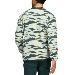 Adidas Texture Print Crewneck -Golf Equipment Store adidas fw22 texture print crewneck linen green back itempicture