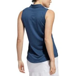 Adidas FW22 Women's Textured Sleeveless Polo -Golf Equipment Store adidas fw22 womens textured sleeveless polo crew navy back itempicture