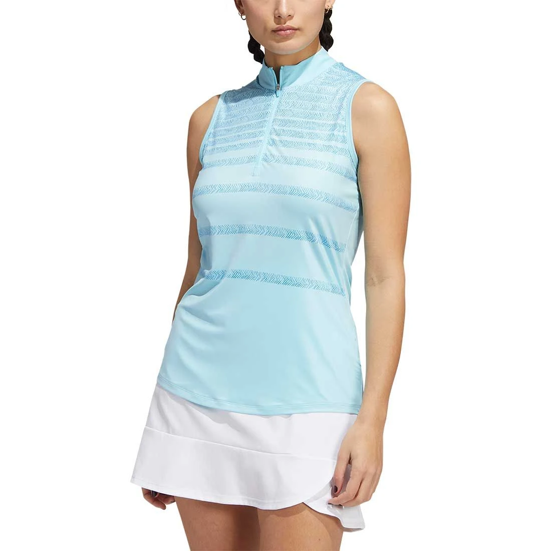 Adidas Women's Ultimate365 Herringbone Stripe Sleeveless Polo 3 Adidas Women's Ultimate365 Herringbone Stripe Sleeveless Polo - Image 3