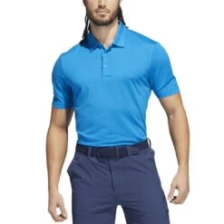 Adidas Ottoman Stripe Polo -Golf Equipment Store adidas ottoman stripe polo blue rush semi mint rush model front itempicture