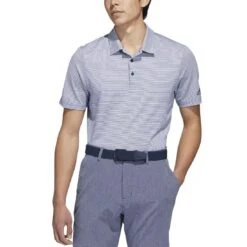 Adidas Ottoman Stripe Polo -Golf Equipment Store adidas ottoman stripe polo collegiate navy model front itempicture