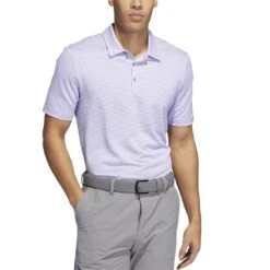 Adidas Ottoman Stripe Polo -Golf Equipment Store adidas ottoman stripe polo light purple white model front itempicture