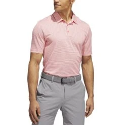 Adidas Ottoman Stripe Polo -Golf Equipment Store adidas ottoman stripe polo semi turbo white model front itempicture