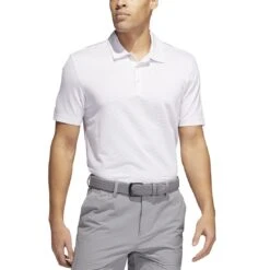 Adidas Ottoman Stripe Polo -Golf Equipment Store adidas ottoman stripe polo white almost pink model front itempicture
