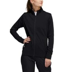 Adidas Women's Textured Full Zip Jacket -Golf Equipment Store adidas ss22 womens textured full zip jacket black itempicture