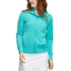 Adidas Women's Textured Full Zip Jacket -Golf Equipment Store adidas ss22 womens textured full zip jacket semi mint rush model itempicture