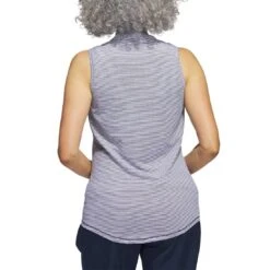 Adidas Women's Two Color Ottoman Sleeveless Polo -Golf Equipment Store adidas ss23 w two color ottoman sleeveless polo collegiate navy back itempicture
