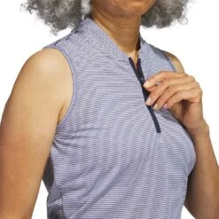 Adidas Women's Two Color Ottoman Sleeveless Polo -Golf Equipment Store adidas ss23 w two color ottoman sleeveless polo collegiate navy detail2 itempicture