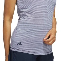 Adidas Women's Two Color Ottoman Sleeveless Polo -Golf Equipment Store adidas ss23 w two color ottoman sleeveless polo collegiate navy detal itempicture
