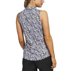 Adidas Women's Ultimate365 Printed Sleeveless Polo -Golf Equipment Store adidas ss23 womens ultimate365 printed sleeveless polo black back itempicture