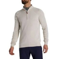 FootJoy Half-Zip Sweater -Golf Equipment Store footjoy half zip sweater oatmeal itempicture