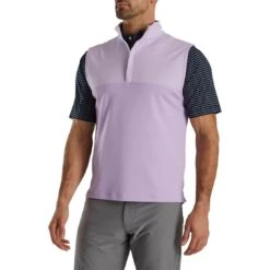 FootJoy Heather Yoke Half Zip Vest 10 FootJoy Heather Yoke Half Zip Vest -Golf Equipment Store footjoy heather yoke half zip vest lavender front itempicture