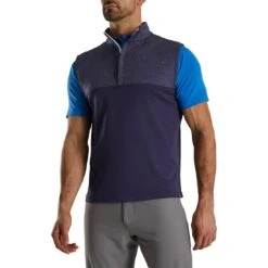 FootJoy Heather Yoke Half Zip Vest 11 FootJoy Heather Yoke Half Zip Vest -Golf Equipment Store footjoy heather yoke half zip vest navy front itempicture