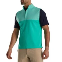 FootJoy Heather Yoke Half Zip Vest 12 FootJoy Heather Yoke Half Zip Vest -Golf Equipment Store footjoy heather yoke half zip vest sea green front itempicture