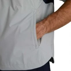 FootJoy HydroLite X Short Sleeve Rain Pullover -Golf Equipment Store footjoy hydrolite x short sleeve rain pullover grey navy detail itempicture