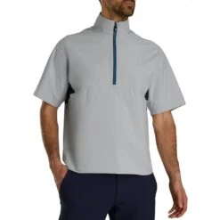 FootJoy HydroLite X Short Sleeve Rain Pullover -Golf Equipment Store footjoy hydrolite x short sleeve rain pullover grey navy itempicture