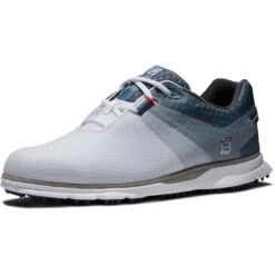 FootJoy Pro SL Sport Golf Shoes White/Blue Fog -Golf Equipment Store footjoy pro sl sport golf shoes white blue fog 53854 toe itempicture