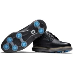 FootJoy Traditions Wing Tip Golf Shoes Black/Blue/Grey -Golf Equipment Store footjoy traditions wing tip golf shoes black blue grey combo itempicture