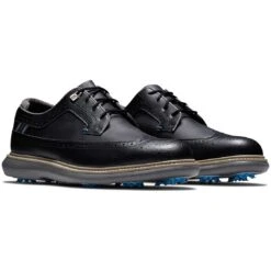 FootJoy Traditions Wing Tip Golf Shoes Black/Blue/Grey -Golf Equipment Store footjoy traditions wing tip golf shoes black blue grey pair itempicture