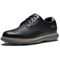 FootJoy Traditions Wing Tip Golf Shoes Black/Blue/Grey -Golf Equipment Store footjoy traditions wing tip golf shoes black blue grey toe itempicture