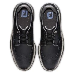 FootJoy Traditions Wing Tip Golf Shoes Black/Blue/Grey -Golf Equipment Store footjoy traditions wing tip golf shoes black blue grey top itempicture