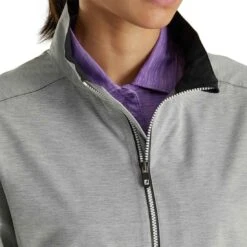 FootJoy Women's FJ HydroLite Rain Jacket 5 FootJoy Women's FJ HydroLite Rain Jacket -Golf Equipment Store footjoy womens fj hydrolite rain jacket heather grey detail itempicture