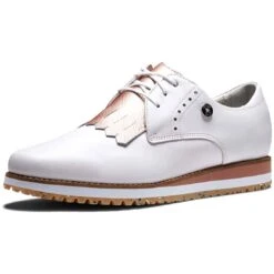 FootJoy Women's Sport Retro Golf Shoes White/Pink -Golf Equipment Store footjoy womens sport retro golf shoes white pink toe itempicture