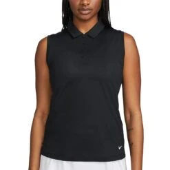 Nike Women's Dri-FIT Victory Sleeveless Polo 13 Nike Women's Dri-FIT Victory Sleeveless Polo -Golf Equipment Store nike womens dri fit victory sleeveless polo black front itempicture