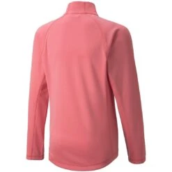 Puma Girls Quarter Zip Pullover -Golf Equipment Store puma 2021 girls quarter zip pullover parfait pink back itempicture