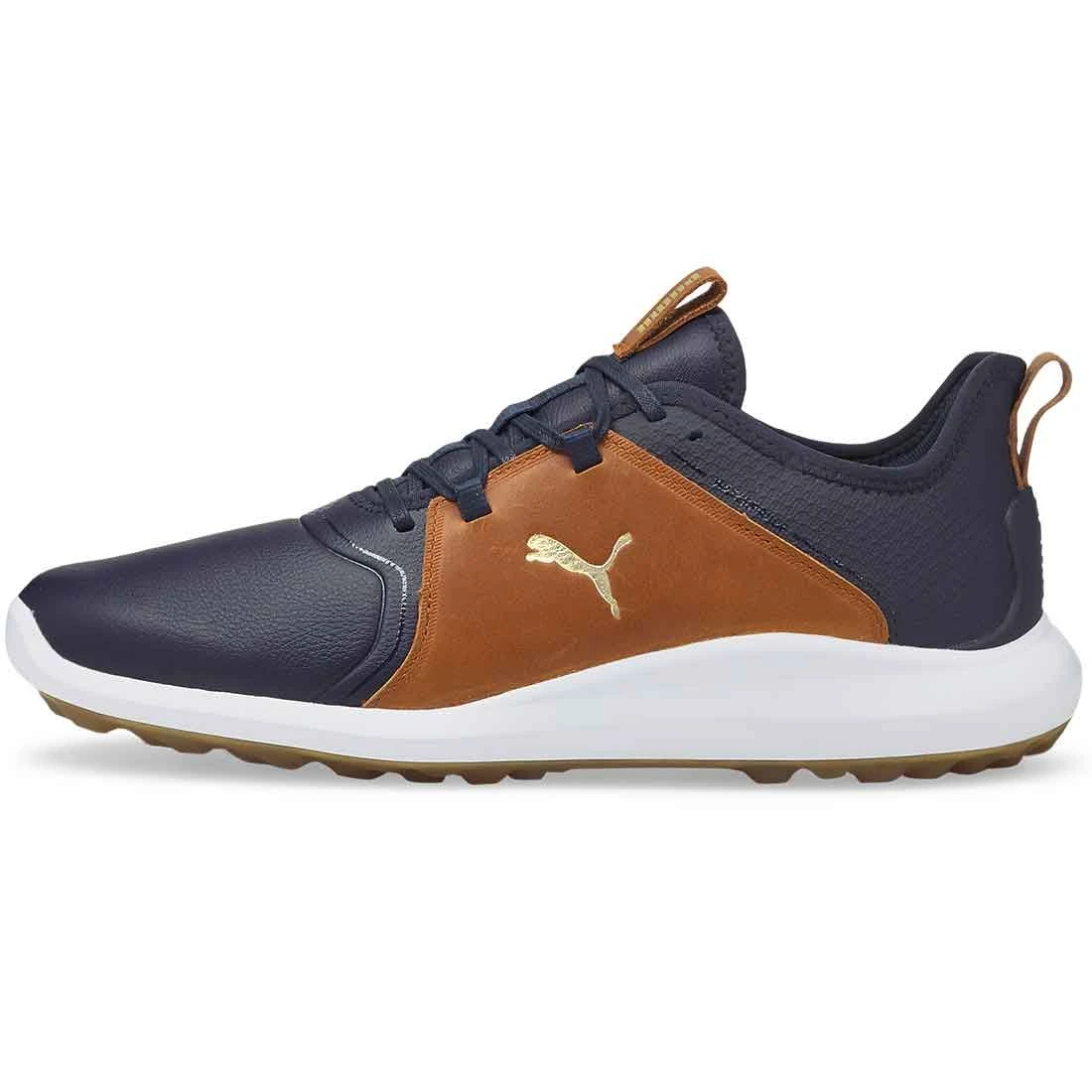 Puma Ignite Fasten8 Crafted Golf Shoes Navy Blazer/Gold/Leather Brown 1 Puma Ignite Fasten8 Crafted Golf Shoes Navy Blazer/Gold/Leather Brown