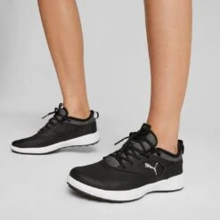 Puma Women's Ignite Malibu Golf Shoes Black/Silver/Black -Golf Equipment Store puma womens ignite malibu golf black silver black 376158 02 mod1 itempicture