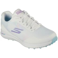 Skechers Women's Arch Fit GO GOLF Max 2 Splash Golf Shoes White/Multi -Golf Equipment Store skechers w arch fit go golf max 2 splash white multi 123068 wmlt toe itempicture