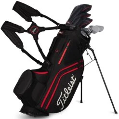 Titleist Hybrid 14 Stand Bag 10 Titleist Hybrid 14 Stand Bag -Golf Equipment Store titleist 2023 hybrid 14 stand bag black black red straps itempicture