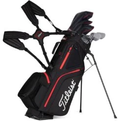 Titleist Hybrid 5 Stand Bag -Golf Equipment Store titleist 2023 hybrid 5 stand bag black black red straps itempicture