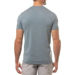 TravisMathew Scenic Vista Active Tee -Golf Equipment Store travismathew scenic vista active tee heather copen blue back itempicture