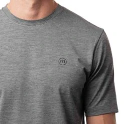 TravisMathew Scenic Vista Active Tee -Golf Equipment Store travismathew scenic vista active tee heather grey logo itempicture