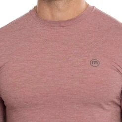 TravisMathew Scenic Vista Active Tee -Golf Equipment Store travismathew scenic vista active tee heather roan rogue logo itempicture