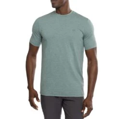 TravisMathew Scenic Vista Active Tee -Golf Equipment Store travismathew scenic vista active tee heather silver pine front itempicture