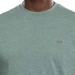 TravisMathew Scenic Vista Active Tee -Golf Equipment Store travismathew scenic vista active tee heather silver pine logo itempicture