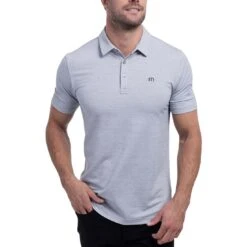 TravisMathew The Heater Polo -Golf Equipment Store travismathew the heater polo heather microchip front itempicture