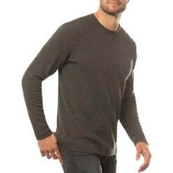 TravisMathew Cloud Waffle Crew -Golf Equipment Store travismathew waffle cloud crew charcoal side itempicture